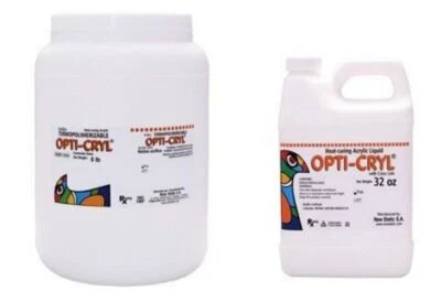 New Stetic Opti Cryl Heat Curing Acrylic Powder Original Shade 5lb + Liquid 32oz