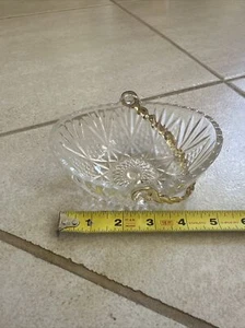 Vintage Mikasa Clear Glass Miniature Basket Metal Gold Tone Handle Candy Dish - Picture 1 of 5