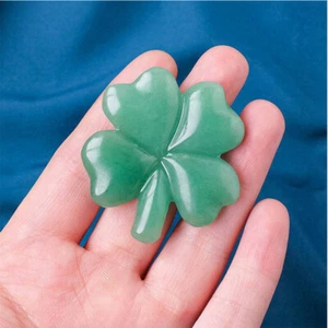 Natural Quartz Crystal Carved Lucky Four Leaves Clover Energy Stone Reiki - Picture 1 of 13