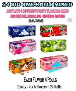 24 JUICY JAYS MIXTOS 6 SABORES DIFERENTES ROLLOS DE TAMAÑO GRANDE ROLLANDO PAPELES PARA FUMAR - Imagen 1 de 2