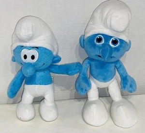 SMURF Plush 2010 2013 Blue White Stuffed Toy Clean Smurf’s Lot Of 2  9-10” - Picture 1 of 8