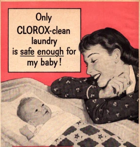 Clorox Clean Laundry Mom Baby Safe Sanitary House Vintage Print Ad 1957 - Picture 1 of 5