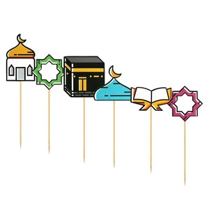 Pack of 6 Large Colourful Muslim Islamic Symbol Cocktail Sticks (20cm) - Picture 1 of 1