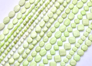 Natural Green Lime Jade in Various Unique Shapes 16 Inch Strand - Picture 1 of 16