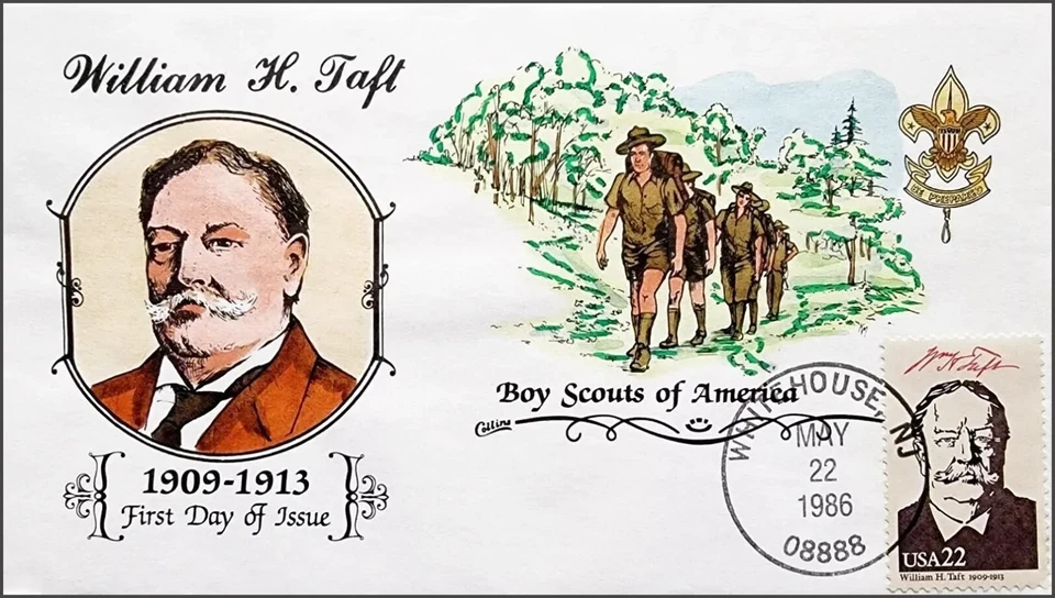 AMERIPEX 86 Presidents William H Taft FDC HP Collins Sc#2218h Boy Scout - Image 1 of 1