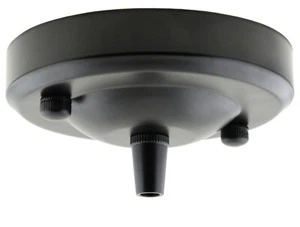 Vintage Deckenrosette in mattschwarzer Ausführung 106 mm Durchmesser mit Metallschnurgriff - Bild 1 von 4