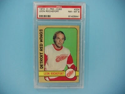 1972/73 O-PEE-CHEE NHL HOCKEY CARD #204 LEON ROCHEFORT PSA 8 NM/MINT 72/73 OPC - Image 1 of 2
