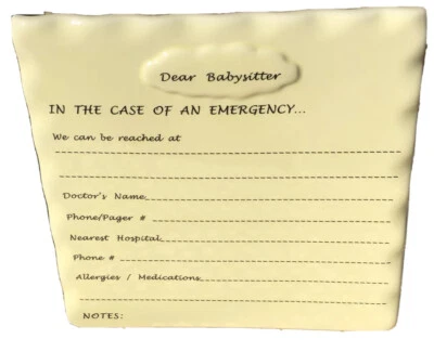 Unique Ceramic Dry Erase Free Standing Message Notes Board “Dear Babysitter” P/O - Image 1 of 4