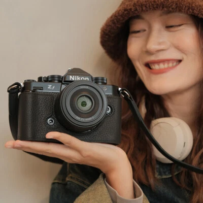 Genuine Leather Camera Bag Case Cover Protect Grip Belt Wrist Strap for Nikon ZF - Image 1 of 4