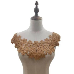 Flower Applique Lace Collar Trim Embroidered Neckline Sewing Patches DIY Decor - Picture 1 of 26