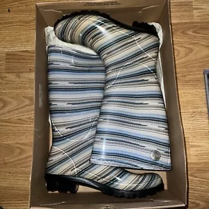 UGG Blue hues 'Shaye Serape' Rubber Rain Boots Size 8 w/ Box - Picture 1 of 4