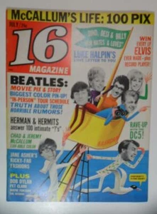 16 MAGAZINE JULY 1965 DAVID MCCALLUM MAN FROM UNCLE BEAU BRUMMELS BEATLES - Picture 1 of 10