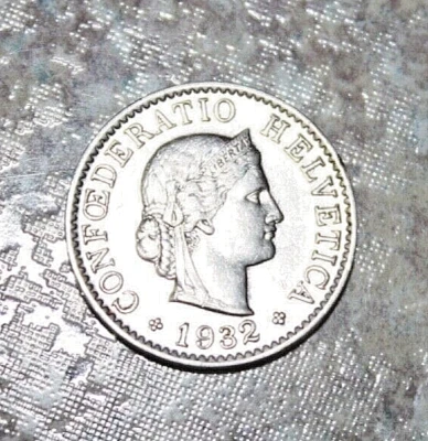 VERY NICE HIGH GRADE AU 1932  SWITZERLAND 5 RAPPEN COIN - Image 1 of 4