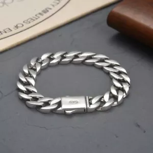 13mm Heavy Solid 925 Sterling Silver Mens Miami Cuban Chain Link Bracelet Retro - Picture 1 of 6