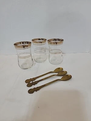 Juego de 6 cucharas de vaso de té Pasabahce Golden Touch Tempo mini con borde dorado de 4,1 oz Foto 1 de 4