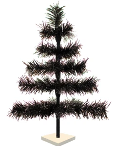24'' Black Christmas Tree Tinsel Feather Style Holiday Tree 2FT Table-Top - Picture 1 of 6