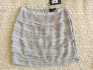 Armani Exchange Damen hellgrau Chiffon Stufen-Lagen Mini Bleistiftrock 2 NEU - Bild 1 von 4