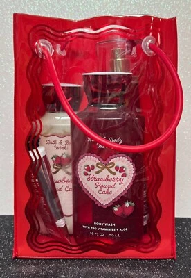 Bath & Body Works Fresa Libra Pastel Set de Regalo Niebla, Crema Corporal, Trío de Ducha Foto 1 de 2