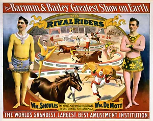 Barnum Bailey 1895c Rival Riders Zirkus Poster Druck 17 x 11 Giclee Druck - Bild 1 von 1