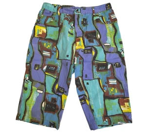 Vintage Mens Shorts Sz 36 Geometric Pattern Board Skater 16" Inseam Denim Blue - Picture 1 of 12