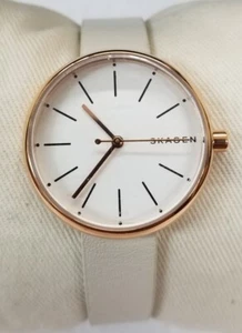 Skagen SKW2595 Signature White Dial White Leather Strap Women's Watch - Picture 1 of 1