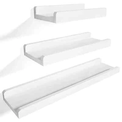White Floating Shelves Large Floating Shelves Wood for Wall Storage Wall Shel... - Image 1 of 4
