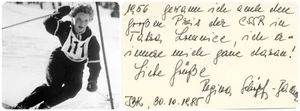 Cortina Olympics 1956 esquí alpino plata Regina Schöp autógrafo nota firmada - Imagen 1 de 2