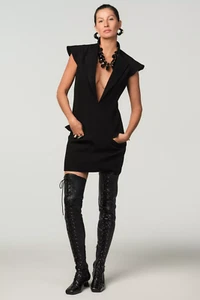 NWT ZARA X STEFANO PILATI FW24 WOOL DRESS WITH SHOULDER PADS  L 8989/806 - Picture 1 of 6