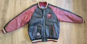 Giacca trapuntata vintage San Francisco 49ers Pro Player pelle NFL rosso/nero L fodera - Foto 1 di 16