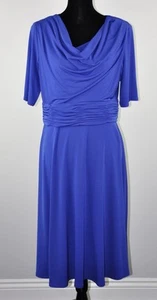 Jessica Howard Woman’s Dress 16 Cowl Neck Ruched Waist Royal Blue Zip Close - Picture 1 of 9