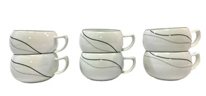 6er Set Mikasa signiert, Threads LAL03 Tee Kaffeetassen, weiß mit schwarz & grau - Bild 1 von 7