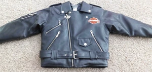 25-781 NWOT Childs size 7 Youth Harley Davidson Black Leather Jacket Coat Cycle - Picture 1 of 14