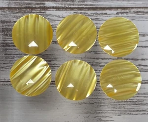 (6) Vintage MCM Yellow Lucite Plastic Shank Buttons - Picture 1 of 6