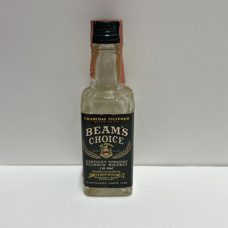 Botella miniatura vintage de whisky bourbon Jim Beam Kentucky vaso de 1/10 pinta Foto 1 de 4