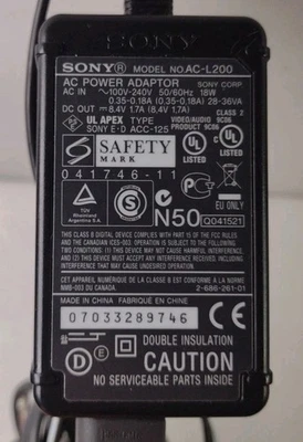 Adaptador de fuente de alimentación original SONY AC-L200 para Handycam OEM pieza automática Foto 1 de 4