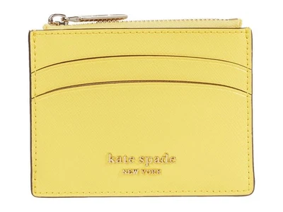 Estuche para tarjetas monedas Kate Spade New York Spencer - amarillo sésamo - cuero Saffiano Foto 1 de 4