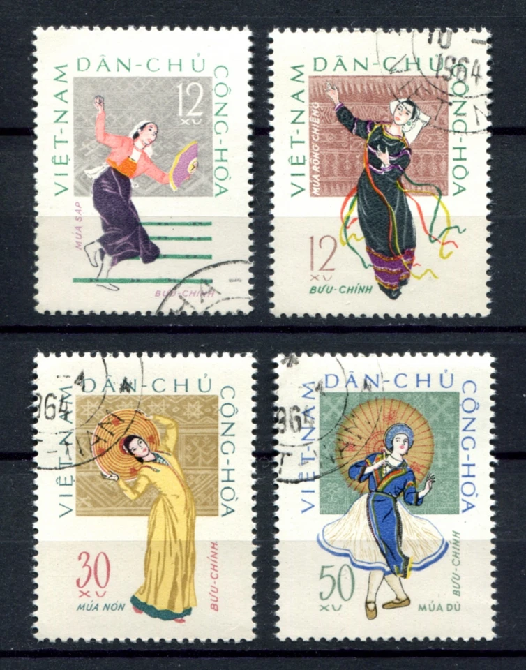 Vietnam 1962 • Sc# 195-198 • Folk dances • cs CTO NH (SU-8639) - Image 1 of 1