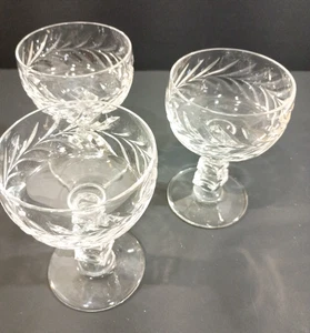 VTG Rock Sharpe Wreath champagne/tall sherbet glasses (set of 3) VGC - Picture 1 of 11