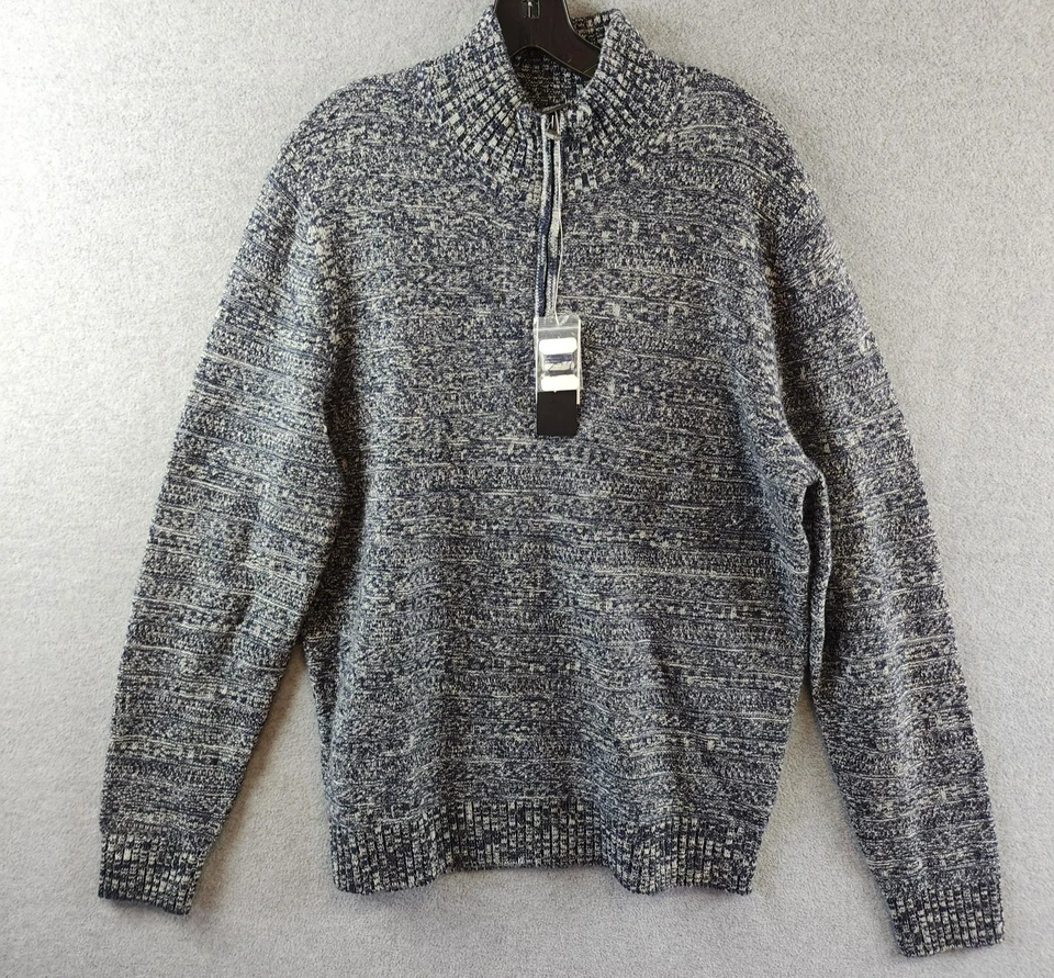 The Men's at Bloomingdale's Wool & Cashmere Marled Quarter Zip XL Navy