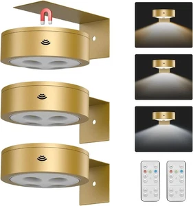 3Pack Wireless Picture Light,Battery Operated Painting Light with 3Pack, Gold  - Picture 1 of 6