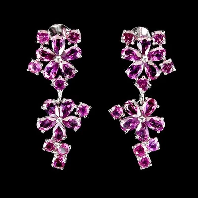 Pendientes de plata de ley 925 pera rodolita granate piedras preciosas naturales joyería Foto 1 de 4