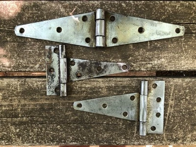 Lote Mixto de 3 Bisagras Recuperadas para Puerta de Granero Vintage Plata 6.25" - 6.75" - 12" Foto 1 de 4