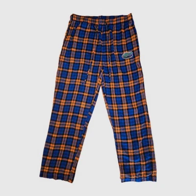 PANTALONES PIJAMA FLORIDA GATORS PARA HOMBRE SALÓN PARA DORMIR GRANDES FRANELA A CUADROS AZUL NARANJA Foto 1 de 4