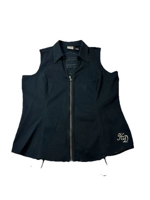 Chaleco sin mangas Harley Davidson para mujer negro XL con cordones cremallera frontal logotipo tachonado Foto 1 de 4