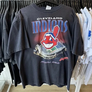 Cleveland Indians baseball short sleeve black color shirt reprint AN52874 - Picture 1 of 2