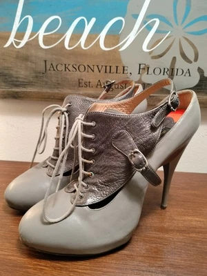 Diesel Negro Dorado Gris Metálico Hebilla con Cordones Tacones Oxford 40 / EE. UU. 9,5-10 Italia Foto 1 de 4