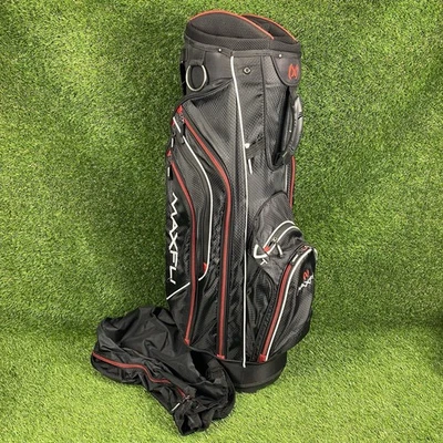 Bolsa de carrito de golf Maxfli 14 vías ⛳️ 10 bolsillos negro y rojo con capucha para lluvia Foto 1 de 4