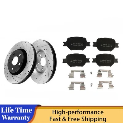 Front Drilled Slotted Brake Rotor Brake Pad for 2000-2010 Scion TC Toyota Celica - Image 1 of 4