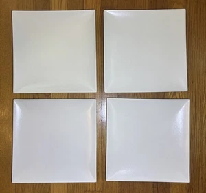 Set of 4 Mikasa Potters Art Stone Glaze White Square Dinner Plate 10 3/4" Japan - Picture 1 of 8