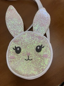 Gymboree Bunny Purse Glitter Sparkle White Zip Up Shoulder Strap Rabbit Dress Up - Picture 1 of 5